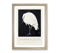 Egret In The Rain By Ohara Koson Exhibition Museum Asian Japanese Framed Print | A2 Oak Framed Wall Art | Ready to Hang | Asian Landscape Picture | Living Room Bedroom Lounge Office