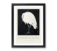 Egret In The Rain By Ohara Koson Exhibition Museum Asian Japanese Framed Print | A3 Black Framed Wall Art | Ready to Hang | Asian Landscape Picture | Living Room Bedroom Lounge Office