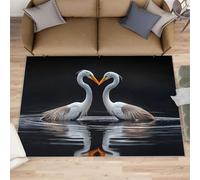Egret Rugs for Living Room, 180x240cm Reflection in the Water Rug Machine Washable Romantic Animals Non Slip Area Rug Soft Short Pile Floor Carpet for Bedroom Dining Room Office
