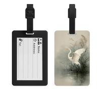 Egret Spreading Wings Above Water Luggage Tag Travel Bag Suitcase Baggage Name Tags