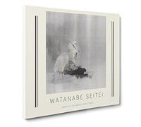 Egrets At The Waters Edge By Watanabe Seitei Canvas Print | Gallery Wrapped 30mm Frame Wall Art | 20x20 inches | Ready to Hang | Asian Picture | Living Room Bedroom Lounge Office