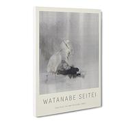 Egrets At The Waters Edge By Watanabe Seitei Canvas Print | Gallery Wrapped 30mm Frame Wall Art | 30x20 inches | Ready to Hang | Asian Picture | Living Room Bedroom Lounge Office