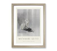 Egrets At The Waters Edge By Watanabe Seitei Exhibition Museum Asian Japanese Framed Print | A2 Oak Framed Wall Art | Ready to Hang | Asian Nature Picture | Living Room Bedroom Lounge Office