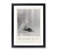 Egrets At The Waters Edge By Watanabe Seitei Exhibition Museum Asian Japanese Framed Print | A4 Black Framed Wall Art | Ready to Hang | Asian Nature Picture | Living Room Bedroom Lounge Office