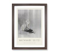 Egrets At The Waters Edge By Watanabe Seitei Exhibition Museum Asian Japanese Framed Print | A4 Walnut Framed Wall Art | Ready to Hang | Asian Nature Picture | Living Room Bedroom Lounge Office