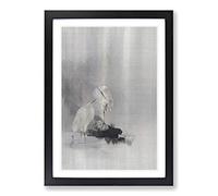 Egrets at The Waters Edge by Watanabe Seitei Framed Print | A2 Black Framed Wall Art | Ready to Hang | Modern Nature Picture | Living Room Bedroom Lounge Office