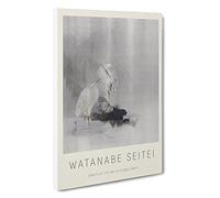 Egrets at The Waters Edge Watanabe Seitei Canvas Print | Gallery Wrapped 30mm Frame Wall Art | 30x20 inches | Ready to Hang | Contemporary Picture | Living Room Bedroom Lounge Office