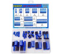 EGSCST 41PCS 10 Values Double Row Blue Dip Switch Assortment Kit 1 2 3 4 5 6 7 8 9 10 Position 2.54mm PCB Mountable On Off Slide Type Toggle DIC Breadboard Switches for Circuit Breadboards