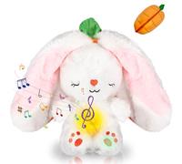 EGSHUFU Soothing Breathing Bunny Koala Plush with Light and Breathing Musical Soothing Doll for Baby Toys New Baby Gifts, Reversible Carrot Bunny Stuffed Animal for Girls Kids Easter Gifts (bunny)