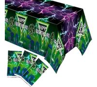EGuangwiua Monster Truck Party Tablecloths - 3-Pack Green Purple Monster Truck Waterproof Plastics Disposable Rectangle Tablecover Baby Shower Kids' Happy Birthday Party Dinner Table Cover Decoration