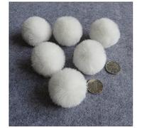 Egurs 10 Pieces Faux Rabbit Fur Pom Pom Fluffy Balls 4cm Soft Crafts Pompom Balls with Elastic Loop DIY Fuzzy Pom Pom for Hats Shoes Keychains Halloween Christmas Decorations White 10pcs
