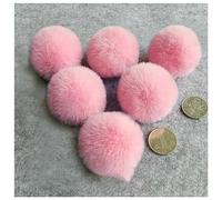 Egurs 10 Pieces Faux Rabbit Fur Pom Pom Fluffy Balls 4cm Soft Crafts Pompom Balls with Elastic Loop DIY Fuzzy Pom Pom for Hats Shoes Keychains Halloween Christmas Decorations Pink 10pcs