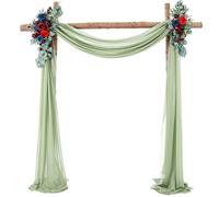 Egurs 10FT Wedding Arch Draping Fabric Chiffon Curtain Drapes Sheer Fabric for Draping Elegant Tulle Back Drops for Wedding Ceremony Reception Decorations Gray-green 10FT