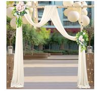 Egurs 10FT Wedding Arch Draping Fabric Chiffon Curtain Drapes Sheer Fabric for Draping Elegant Tulle Back Drops for Wedding Ceremony Reception Decorations Ivory White 10FT