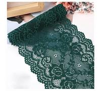 Egurs 15cm x 2m Stretch Lace Ribbon Floral Lace Trim Embroidery Flower Lace Fabric Vintage Stretchy Lace Border Trim Decorative Ribbon for DIY Sewing Crafts Wedding Decoration Dressmaking dark green
