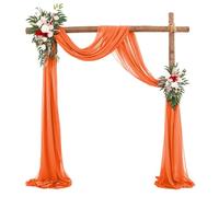 Egurs 18FT Wedding Arch Draping Fabric Chiffon Curtain Drapes Sheer Fabric for Draping Elegant Tulle Back Drops for Wedding Ceremony Reception Decorations Orange 18FT