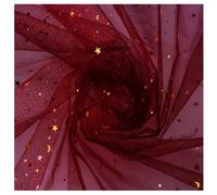 Egurs 63 Inch X 11 Yards Star Moon Sequin Tulle Ribbon Glitter Tulle Fabric Rolls Sequin Tulle Bolt Netting Fabric for DIY Craft Sewing Wedding Birthday Party Decoration Burgundy 1000 x 160cm