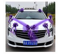 Egurs Car Jewellery Set Bride Couple Rose Wedding Car Decoration Car Wedding Garland Car Bows Antenna Bows Car Jewellery Car Decoration Romantic Atmosphere Wedding Decoration Purple C