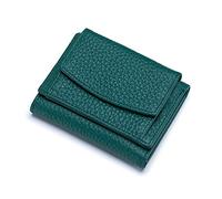 Egurs Small Women's Purse with RFID Viennese Combination Wallet Dark Green Leather