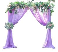 Egurs Wedding Arch Curtains, Wedding Balloon Arch Frame, Wall Hanging Background Curtain, Tulle Decorative Bow Sashes for Christenings, Weddings, Party, Stage Decoration, Purple, 150 x 108 cm
