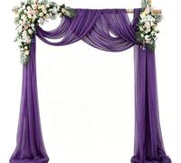 Egurs Wedding Arch Curtains, Wedding Balloon Arch Frame, Wall Hanging Background Curtain, Tulle Decorative Bow Sashes for Christenings, Weddings, Party, Stage Decoration, Dark Purple, 300 x 43 cm