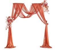 Egurs Wedding Arch Curtains, Wedding Balloon Arch Frame, Wall Hanging Background Curtain, Tulle Decorative Bow Sashes for Christenings, Weddings, Party, Stage Decoration, Orange, 300 x 75 cm