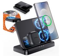 EGV Wireless Charger for Samsung - 3 in 1 Wireless Charging Station for Galaxy S25 Ultra S24 S23, Z Fold Flip 7/6, Detachable Watch Charger for Galaxy Ultra 8/7/6, Foldable, Fast Charging, No Adapter