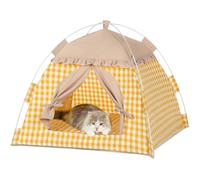 EGWQE3D Foldable Cat Tent for Indoor & Outdoor Use - Features Breathable Mesh Fabric and a Stylish Denim Plaid Pattern | Perfect as Cat Tents, Cat House, or Puppy Tent