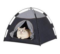 EGWQE3D Foldable Cat Tent for Indoor & Outdoor Use - Features Breathable Mesh Fabric and a Stylish Denim Plaid Pattern | Perfect as Cat Tents, Cat House, or Puppy Tent