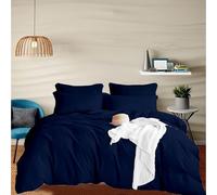 EGYLIN 800 TC Pure Egyptian Cotton Duvet Cover Super King Size Ultra Soft Breathable 100% Long Staple Cotton Navy Blue Quilt Cover 259cm x 224cm, Luxurious Hotel Quality Sateen Bedding Set Easy Care