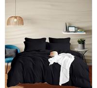 EGYLIN 800 Thread Count Pure Egyptian Cotton Black Duvet Cover King Size Super Soft Breathable 100% Long Staple Cotton Quilt Cover 224cm x 224cm, Luxurious Hotel Quality Sateen Bedding Set Easy Care