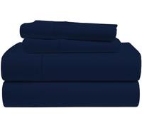 EGYLIN 800 Thread Count Single Size Bed Sheet Set Breathable Pure Egyptian Cotton Super Soft Sateen Flat Sheet & 2 Pillowcases Wrinkle Free Hotel Quality 3 pc Bedding Sheets (Navy Blue)