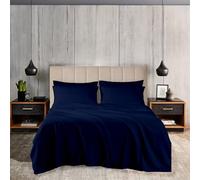 EGYLIN Single Pure Egyptian Cotton Navy Blue Bed Sheet 800 TC 4 Piece 30cm Extra Deep Pocket Breathable Sateen Super Soft Long Stable 100% Cotton Premium Hotel Quality Sheets with Pillowcases
