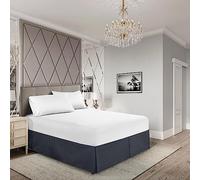 EGYLIN Valance Sheet Double 137X190 Base Bed Skirts 14 inch Drop Easy Wrap Around Elastic Bed Skirt Soft Egyptian Cotton Pleated Valance Base Sheet Fits Under Mattress & Down to the Floor, Dark Grey