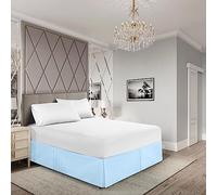 EGYLIN Valance Sheet Double 137X190 Base Bed Skirts 14 inch Drop Easy Wrap Around Elastic Bed Skirt Soft Egyptian Cotton Pleated Valance Base Sheet Fits Under Mattress & Down to the Floor, LIght Blue
