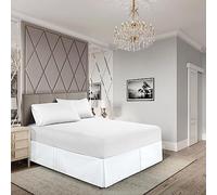 EGYLIN Valance Sheet Double 90X190 Base Bed Skirts 20 inch Drop Easy Wrap Around Elastic Bed Skirt Soft Egyptian Cotton Pleated Valance Base Sheet Fits Under Mattress & Down to the Floor, White