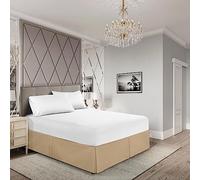 EGYLIN Valance Sheet King 152X200 Base Bed Skirts 12 inch Drop Easy Wrap Around Elastic Bed Skirt Soft Egyptian Cotton Pleated Valance Base Sheet Fits Under Mattress & Down to the Floor, Taupe