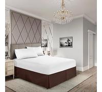 EGYLIN Valance Sheet King 152X200 Base Bed Skirts 14 inch Drop Easy Wrap Around Elastic Bed Skirt Soft Egyptian Cotton Pleated Valance Base Sheet Fits Under Mattress & Down to the Floor, Chocolate