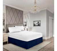 EGYLIN Valance Sheet Single 90X190 Base Bed Skirts 12 inch Drop Easy Wrap Around Elastic Bed Skirt Soft Egyptian Cotton Pleated Valance Base Sheet Fits Under Mattress & Down to the Floor, Navy Blue