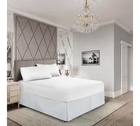 EGYLIN Valance Sheet Super King 180X200 Base Bed Skirts 12" Drop Easy Wrap Around Elastic Bed Skirt Soft Egyptian Cotton Pleated Valance Base Sheet Fits Under Mattress & Down to the Floor, Light Grey