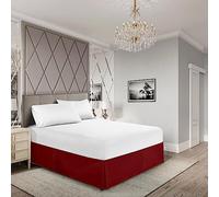 EGYLIN Valance Sheet Super King 180X200 Base Bed Skirts 14" Drop Easy Wrap Around Elastic Bed Skirt Soft Egyptian Cotton Pleated Valance Base Sheet Fit Under Mattress & Down to the Floor, Burgundy
