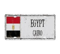 Egypt Aluminum License Plate Capital City Cairo License Plate Frame, Egypt Flag Front Aluminum Metal License Plate Auto Car Tag, Decorative Novelty License Plate Cover Frame
