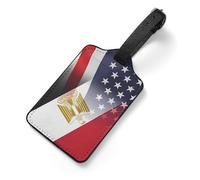 Egypt and U.S.A Flag Luggage Tag for Suitcases PU Leather Identify Labels Privacy Travel Baggage Accessories Essentials