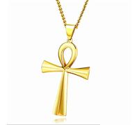 Egypt Ankh Cross Pendant Necklace For Women Men Key of Life Stainless Steel Egyptian Chain Necklace Hip Hop Jewelry Gift
