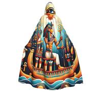 Egypt-Ankh-God-Eye Adult Witch Hooded Cape, Halloween Costume Hooded Cloak