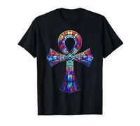 Egypt Ankh Key of Life Symbol In Stained Glass Art Style T-Shirt