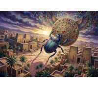 Egypt Blue Scarab 1000 Piece Wooden Jigsaw Puzzle,Wood,Impossible Challenge,Adults & Kids 14+,Home Wall Decor,Gift Idea,Educational Toy,Stress Relief (75x50cm)
