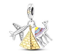 Egypt Camel, Pyramid, Plane Charm 925 Sterling Silver Pendant Charm Compatible with Pandora Charms,and Many Other UK Charm Bracelets