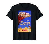 Egypt Camel With Tassles Pyramids Retro Vintage Airline T-Shirt