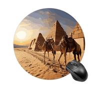 Egypt Camels Mouse Pad with Non-Slip Rubber Base,Small Round Mousepad 7.8" Diameter,Mouse Mat for Computers, Laptop, Gaming, Office & Home